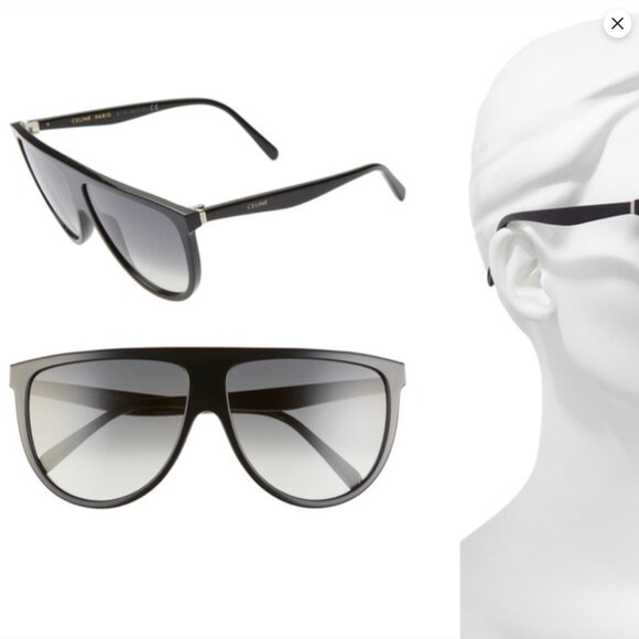 Celine 62cm Oversize Shiny Black Sunglasses main image 12